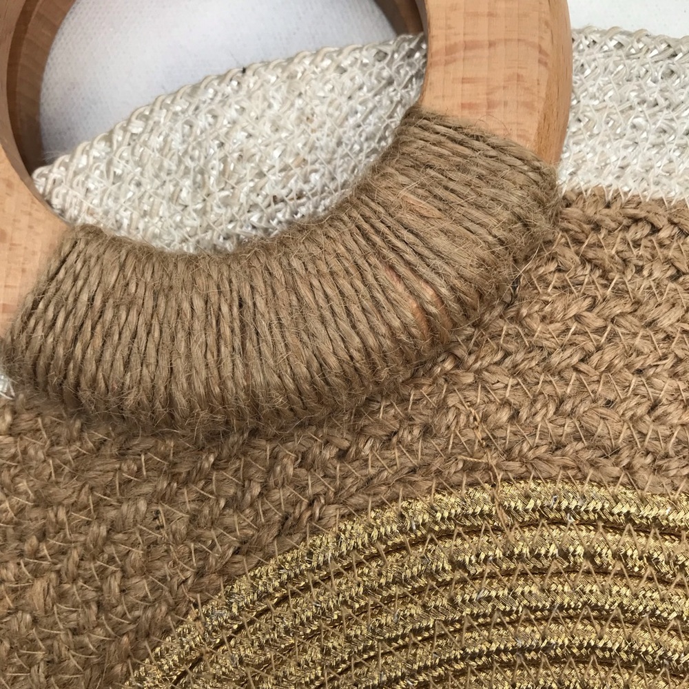 Natural Boho Crossbody Half Moon Taco Shaped Bag Summer Fun Bag - Picture 8 of 14